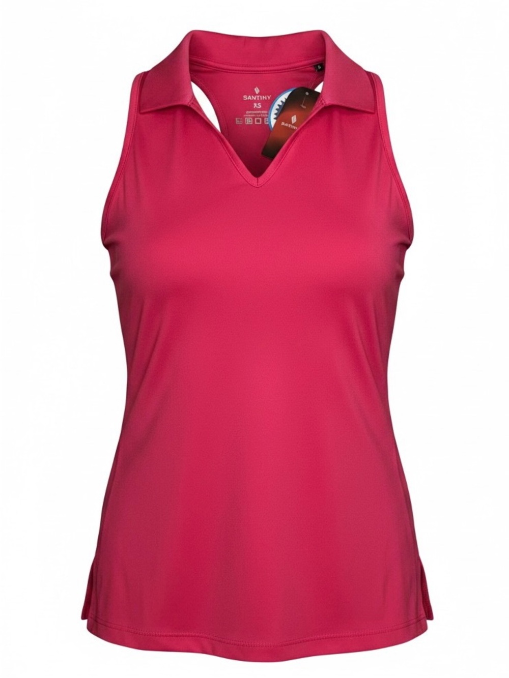 NWT SANTINY Womens Pink Sleeveless Golf Polo Shirt Racerback | XS